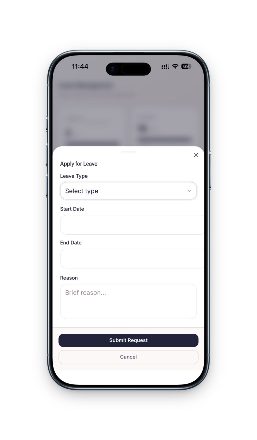 Brenman Talent mobile apply-for-leave sheet