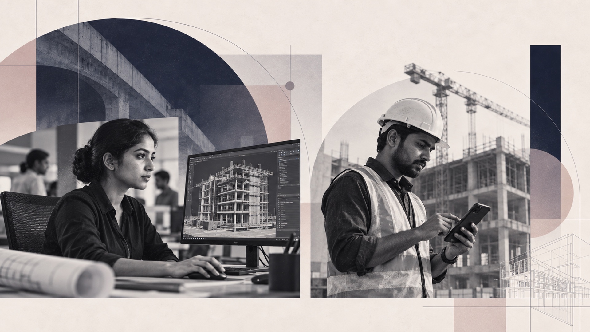 Recreated B-roll still for the BIM Managers track: office modelling and field coordination