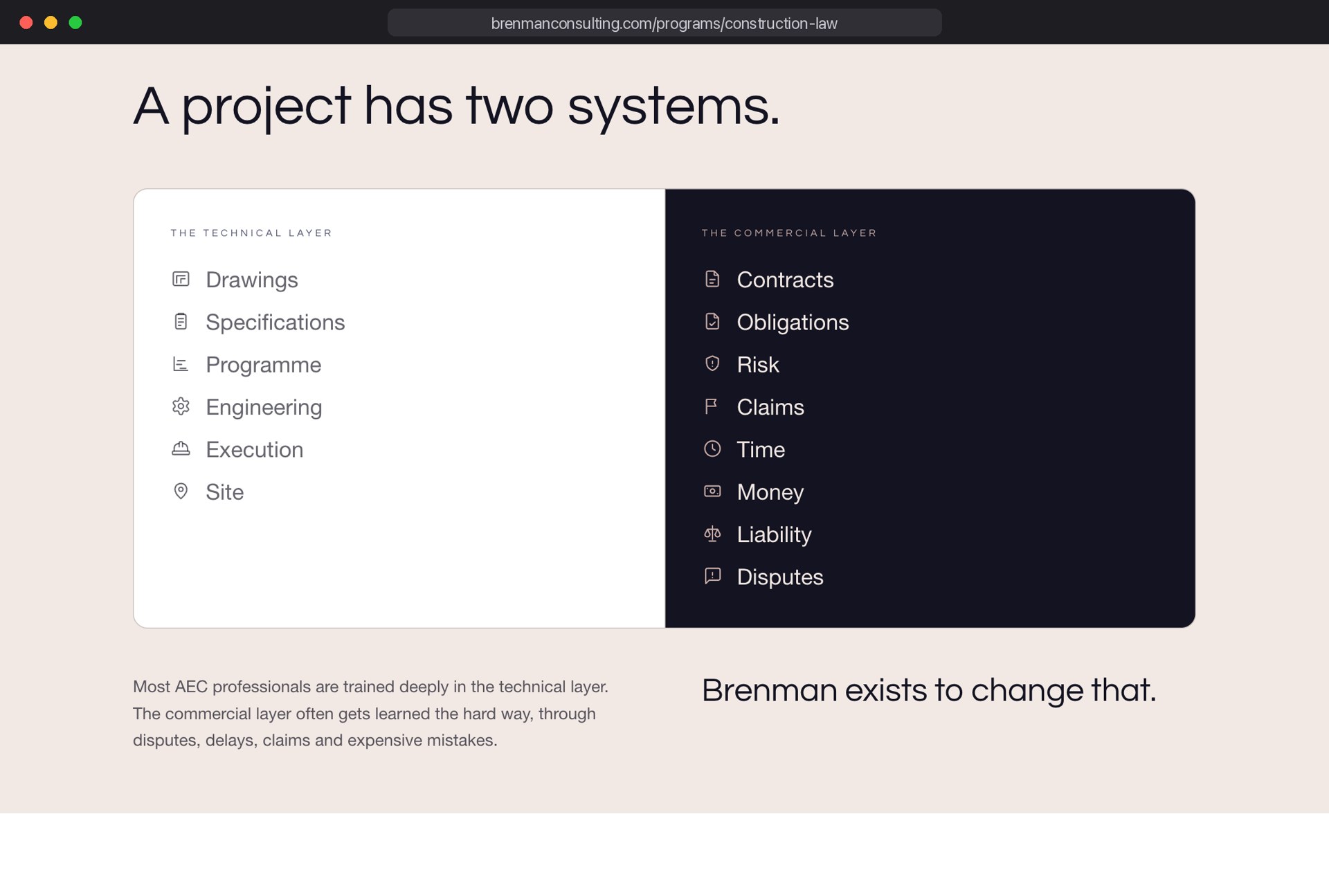 A project has two systems: the technical layer and the commercial layer