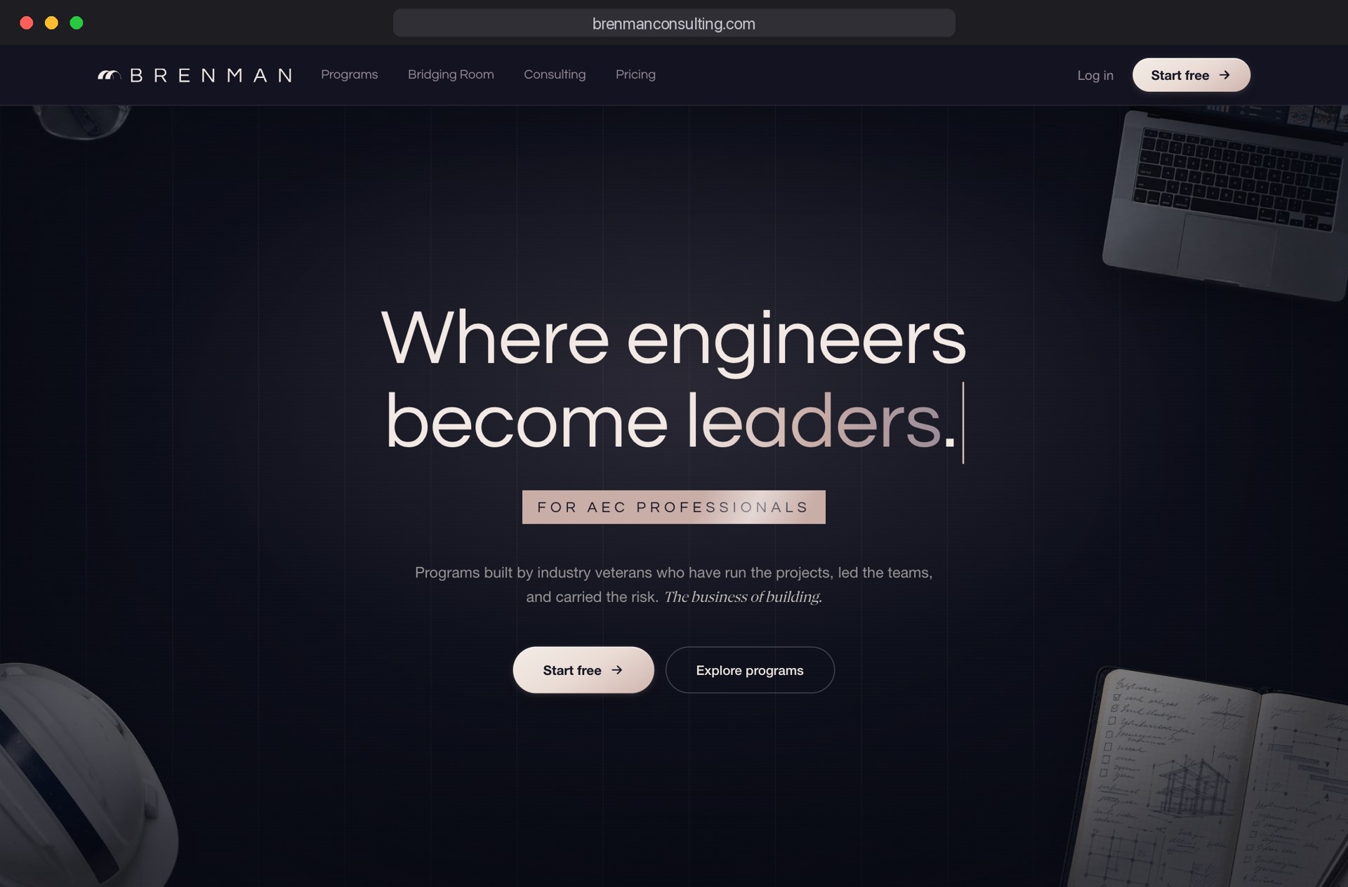 FusionX home page headline: Where engineers become leaders, for AEC professionals