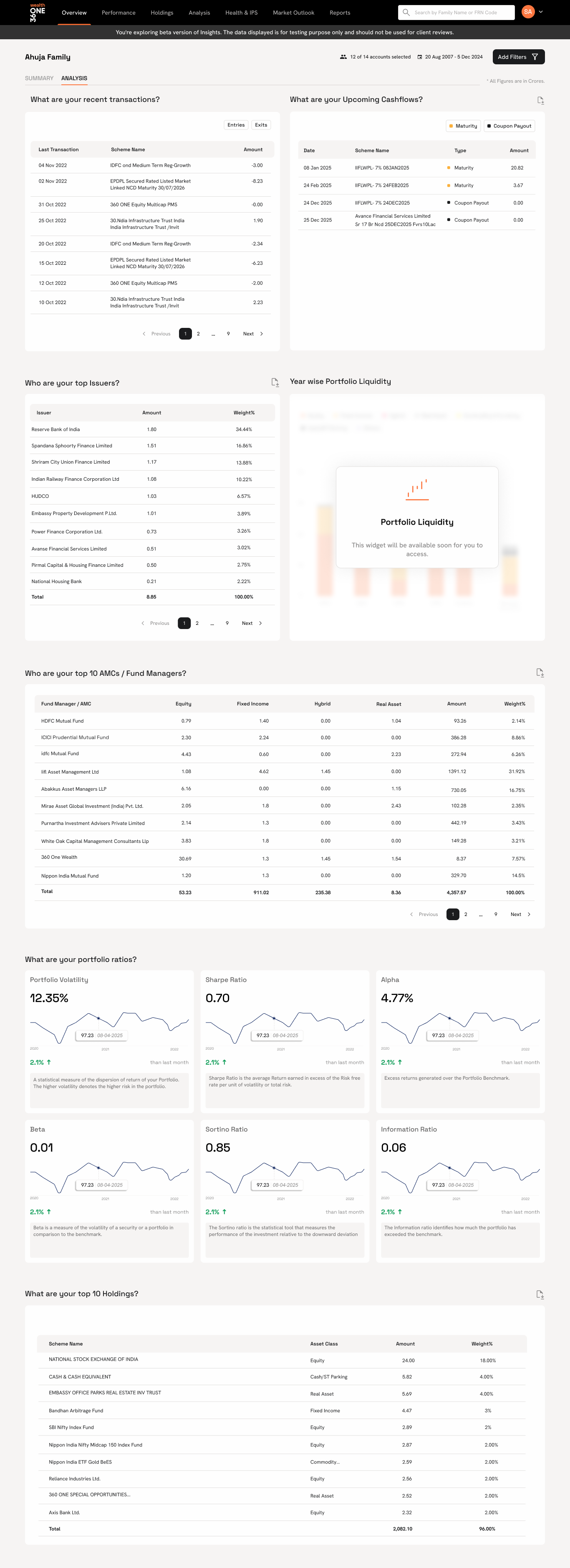 Portfolio Overview — Analysis tab