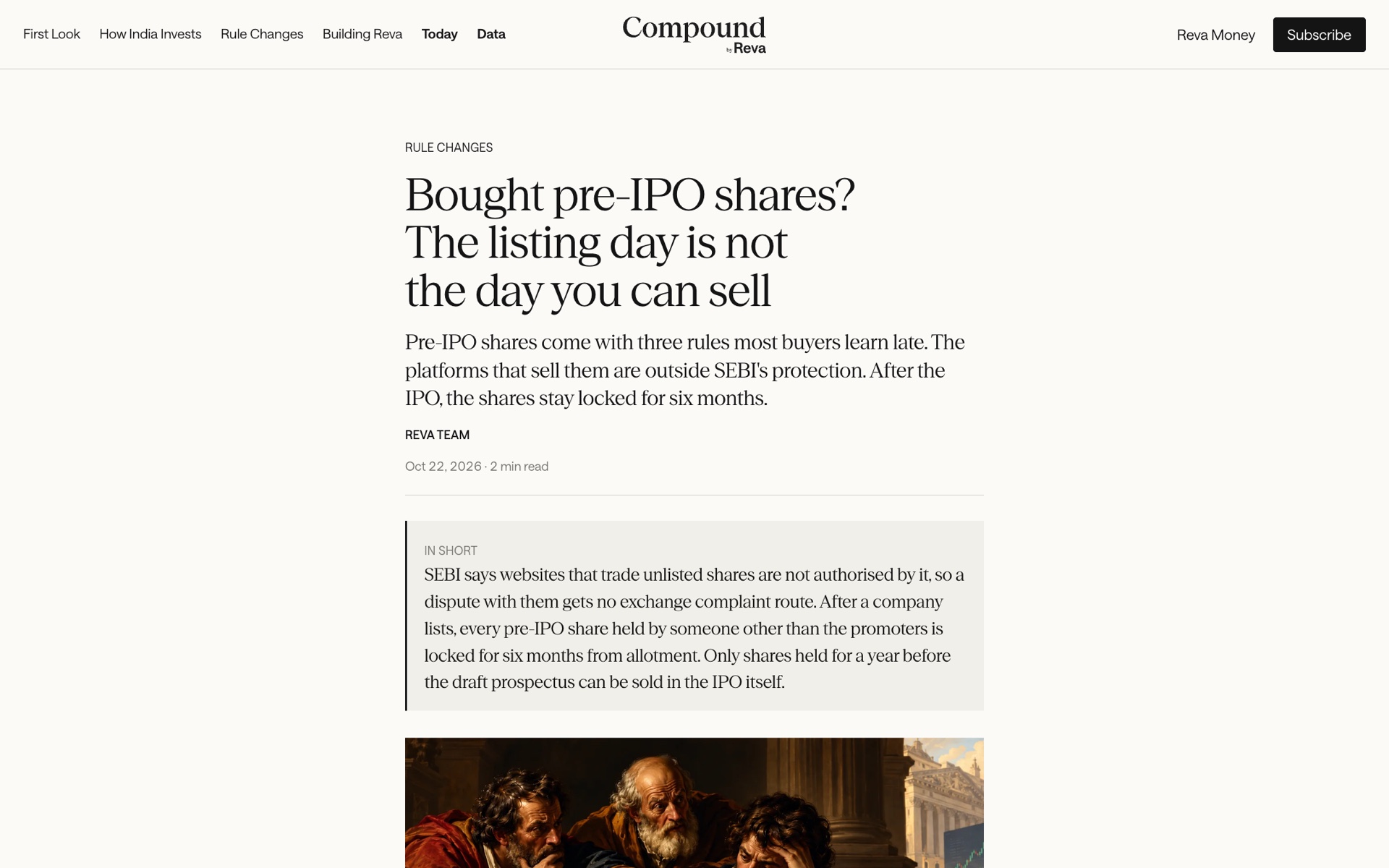 Compound article page with an In short summary box