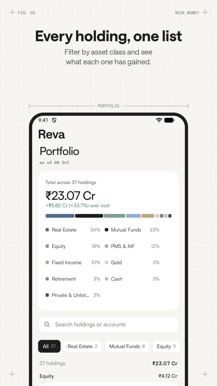 Play Store screen: Every holding, one list